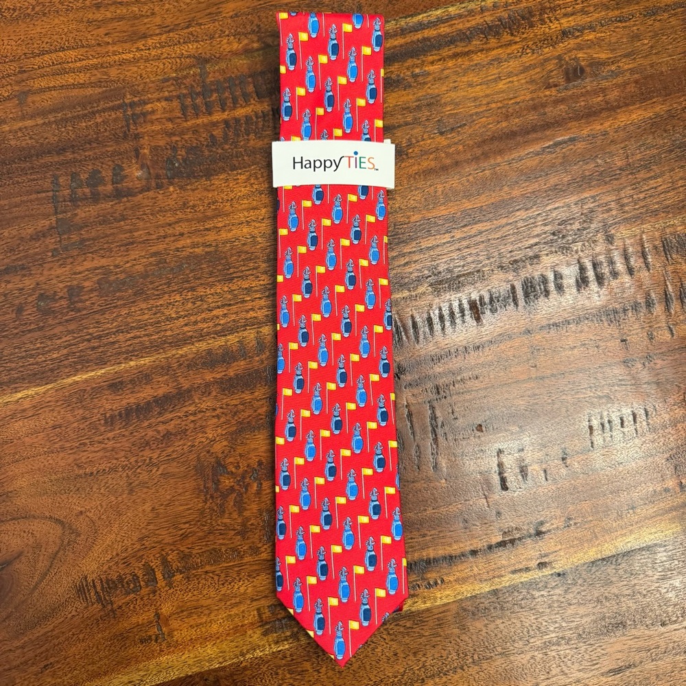 New with Tag - Happy Ties Golf Pattern Silk Tie